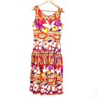 Vintage Talbots Floral Midi Dress Size 8 Orange Tropical Vacation Boho Cotton