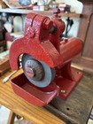 Antique Vintage Cast Iron Belt Pulley Driven Bench Tool Grinder Made In The Usa