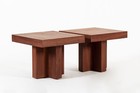 Mid Century Walnut Wood Side Tables Milo Baughman Style 1970s