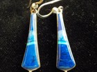 S   sheryl   Martinez  Navajo  Opal  Lapis  Denim Lapis Inlay Dangle Earrings