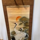 Japanese Hanging Scroll Pine Crane By Taki Keisetsu   Art Decor Used