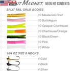 82-piece Neon Fishing Gear Kit  Includes 70 Grub Bodies Trout Bait And 12 Size 8