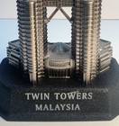 Souvenir From Malaysia Silver Toned Metal Twin Towers Building Black Base 5 5 