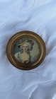 Victorian Brass Metal Powder Trinket Box W  Glass Insert   Mirror