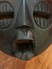 Vtg African Tribal Mask Wooden Open Mouth Round Face Hand Carved Ghana  12x14 