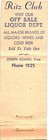 Merced California Ritz Club Cocktail Lounge Vintage Matchbook Cover