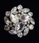 Exquisite Rhinestone Brooch Lapel Pin old Estate  classic Glam