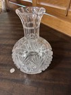 Vintage Heavy Cut Crystal Vase American Brilliant Style Starburst Pinwheel 8   