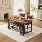 Retro 5 Piece Dinette Set  Rectangular Dining Table  Bench   2 Chairs