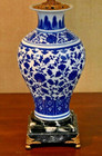 25  Very Fine Chinese Porcelain Blue   White Vase Lamp  - Classic Lotus Flower