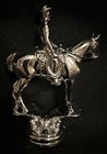 Vintage Silver Roping Horse   Male Rider Trophy Topper Metal 3 1 2 By 4 3 4 Nos 