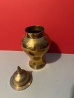 Vintage Brass Decorative Flower Vase Ginger Urn Jar With Lid 9    Tall