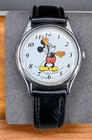 Vintage Lorus By Seiko Disney Mickey Mouse Watch Black Leather Band New Battery