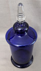 Antique Portieux Vallerysthal Cobalt Blue Glass Jar   Lid France Pv - Sticker S1