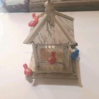 Handcrafted Rustic Birdhouse With Lichtenberg Burned Wood With 6 Resin Birds