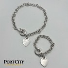Tiffany   Co  Sterling Silver Heart Tag Toggle Necklace   Bracelet Set 925
