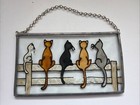 Hand Painted Cats Kittens Stained Glass Window Hanging Decor Suncatcher