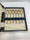 Antique Silver Spoon Set  Snake Design  Small Human Figure  6 Pcs  Original Box 