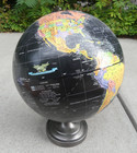 Replogle 12 Inch Starlight Black World Globe Raised Relief W  Silver Metal Base