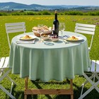 Textured Linen 54 In Round Table Cloth For Circle Table Sage Green Waterproof