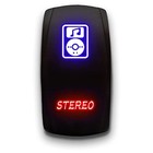 20a 12v Laser Etched Stereo Switch - Blue red - Vertical Rocker