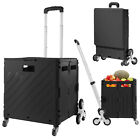 Folding Shopping Cart Utility Trolley Collapsible Basket Grocery Stair Climbing
