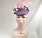 Pink Feather Flower With Sinamay Fascinator Hat Kentucky Derby Wedding    