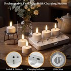 Rechargeable Tea Lights Candles With Charging Base  6pcs Battery Operated Fla   