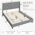Queen Bed Frame Upholstered Platform Tufted Headboard Light Gray Yaheetech Slat