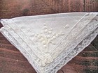 Vtg Wedding Hanky Ruffled French Lace Whitework Embr Lilies Of The Valley 142