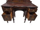 Antique Victorian Mahogany Inlaid Vanity W Tri Fold Mirror Refinished Top