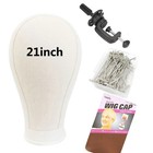 Canvas Wig Mannequin Head With Clamp  T-pins And Hair Nets 21-24 Inch