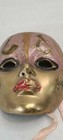 Vintage Mardi Gras Solid Brass   Enamel Inlay Mask 6   4  Hand Painted Wall Art