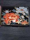Vintage Chadwick Plastic Lacquer Tissue Box W  Mirror Lid Floral read Desc 
