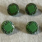 18 Antque Glass Buttons Green With Gold 1 2 Inch
