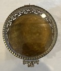 Vintage Gold Ormolu Jewelry Casket Trinket Box Beveled Glass Hinged Lid