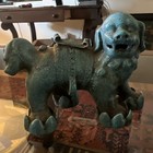 Antique  Chinese Porcelain Pair Of Fu Dogs lions  6 X 6 Inches