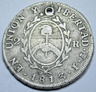 1813 Holed Argentina Potosi Silver 2 Reales Genuine Antique 1800 s Sun Coin