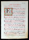 Illuminated Manuscript Antiphonal Leaf Italy C 1778   Large Elaborate Initial