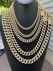 Miami Cuban Link Chain Iced Moissanite 14k Gold Plated Solid 925 Silver Necklace