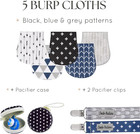 5-pack Baby Burp Cloths - Soft  Absorbent Cotton Burp Cloths - Includes Pacifier