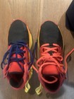 Adidas Boys Basketball Sneakers Red Black Yellow Orange Athletic Us Size 7