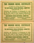 Amsterdam  New York Sesqui-centennial  1954  Set Of 2 Wooden Nickel Flats-4w