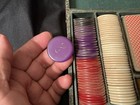 Vtg Bakelite Catalin Marble Swirl Poker Chip Boxed Set Chips   Bally   s Cards