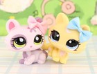 2pcs Pet Shop Lps Crouching Cat With Cute Bow Who Love Lps Kids Gift Girl Toys