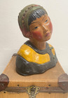 Antique Florence Art Jerome Chalkware Asian Bust Lady Head Esther Hunt Style