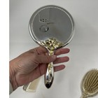 Vtg Silver Plated   Gold Vanity Beauty Set Art Nouveau Floral Mirror Brush Comb
