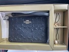 Nib Coach Boxed Corner Zip Wristlet In Signature Leather Cf358 Black        
