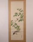 Japanese Hanging Scroll Hand Painted  carp  Maple bird  Kakejiku By Ikari Nanrei