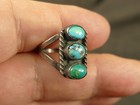 Navajo  3  Turquoise Silver Stoplight Ring 1930 s Tucson Estate